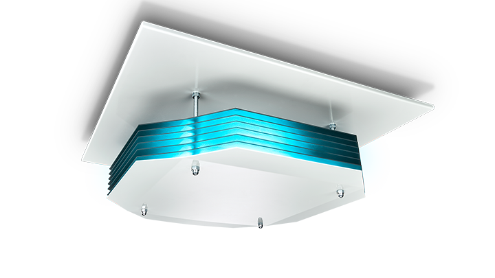 Imagem de desinfeção de ar superior por UV-C com montagem no teto