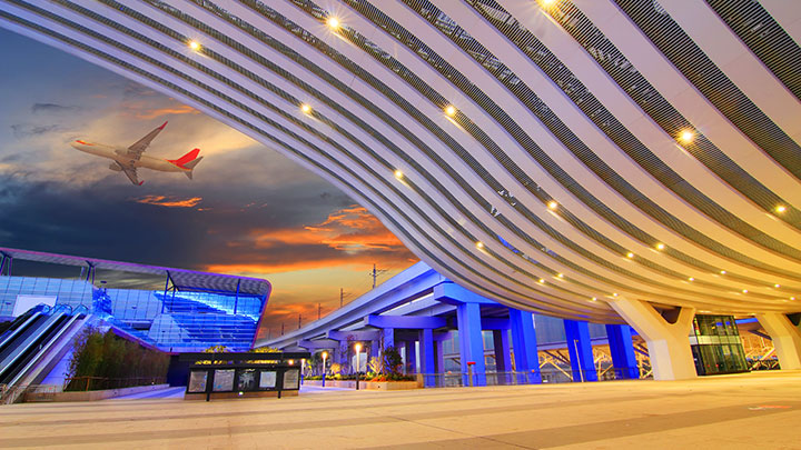 Fachadas e arquitetura do aeroporto