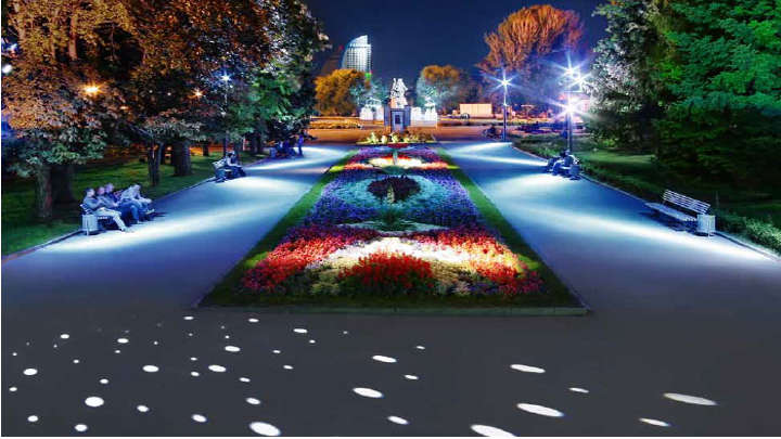 Parque bem iluminado por iluminação Philips