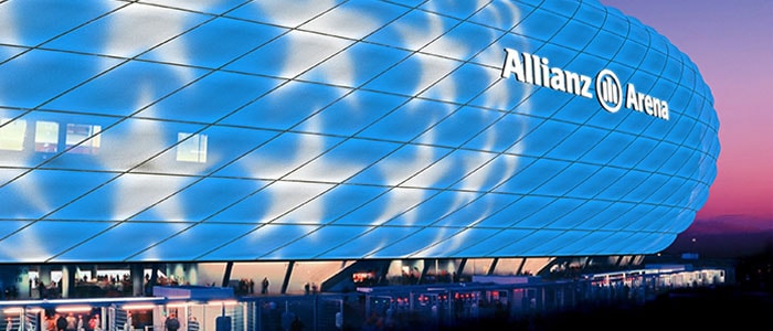 Estádio do Bayern Munique iluminado com luzes LED Philips