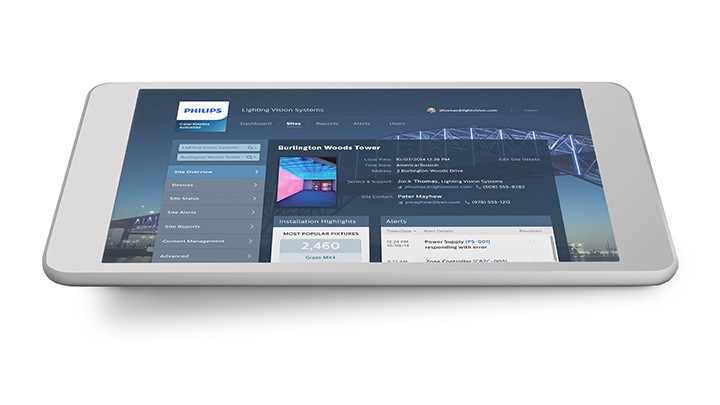 O ActiveSite possibilita a monitorização remota do seu sistema de iluminação ligado a partir de qualquer computador ou tablet autorizados