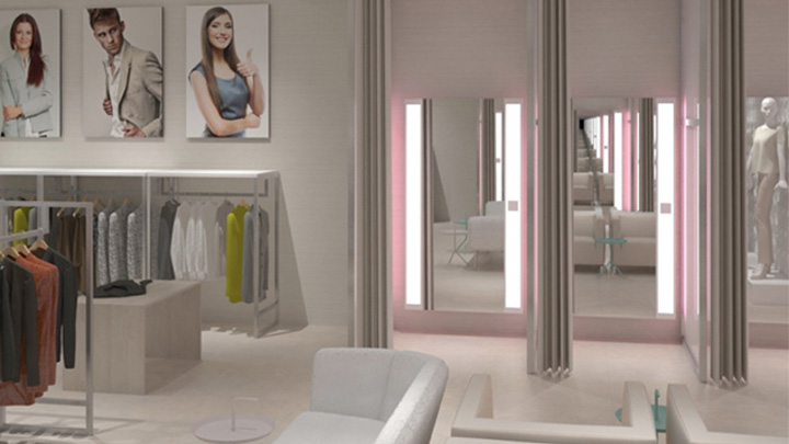 A iluminação dos provadores PerfectScene da Philips Lighting pode mostrar aos consumidores o aspeto que as roupas terão em diferentes ambientes