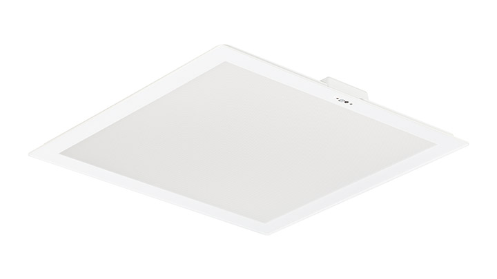 A SlimBlend quadrada oferece efeitos que aumentam o conforto, tal como iluminação difusa que se integra na arquitetura do seu teto