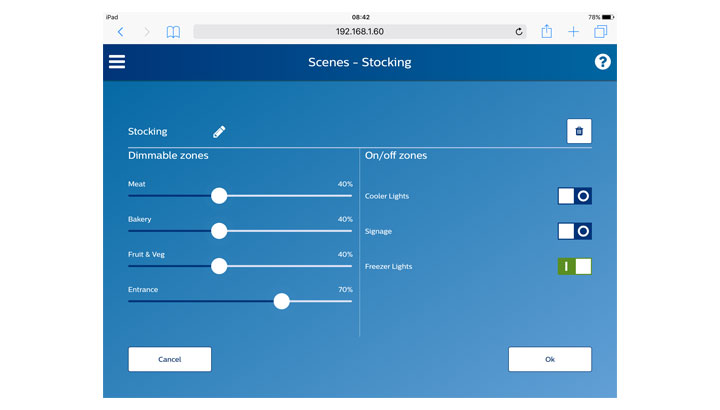 Interface de utilizador do StoreWise