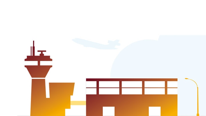 Ilustração do espaço do terminal do aeroporto