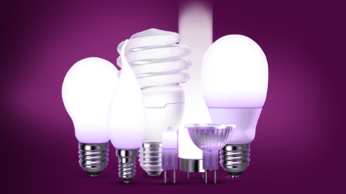 Coleção de lâmpadas de diferentes de tecnologias de iluminação