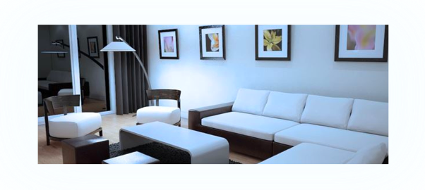 Efeito de iluminação de sala de estar com uma temperatura de cor branca fria 