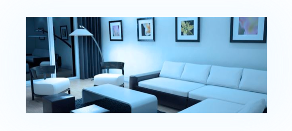 Efeito de iluminação de sala de estar com uma temperatura de cor branca de luz natural 